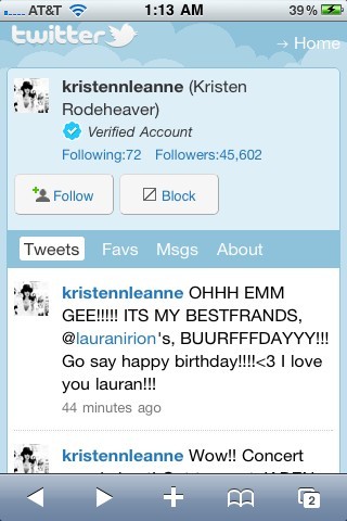 GUES WHAT!!! I got verified!!! Thank you @THEmruiz #kristenizers and @rogerhayes yay!!!