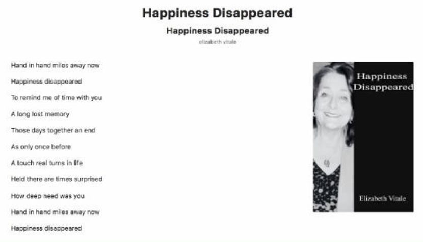 Happiness Disappeared - EVitale Writings with Photos Writing World
