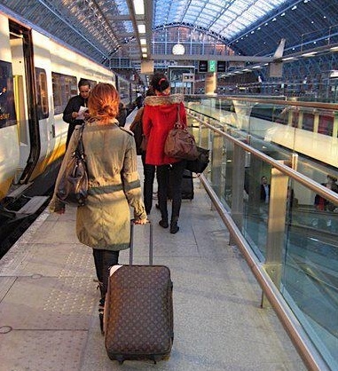 me boarding the train to paris, i slept the whole time! - Europe Trip