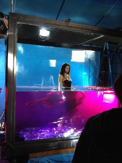 Shot in a giant fish tank all day yesterday for my new fragrance.