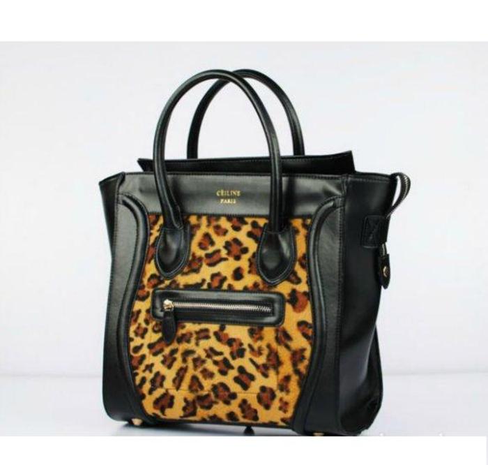 celine-boston-tote-leopard-bag-handbag-purse-f692 - cc