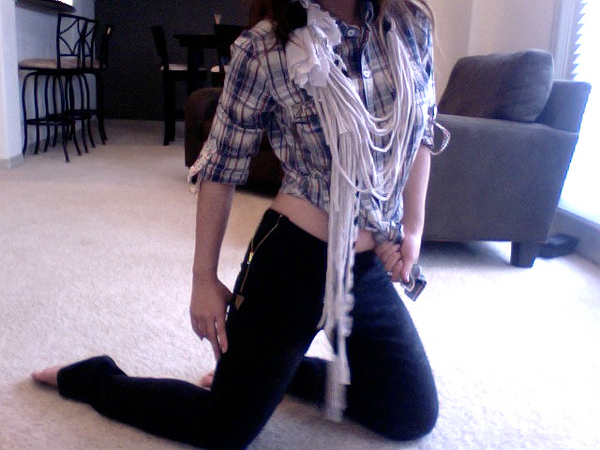 My Rupunzel scarf and denim leggings came in! The leggings are soooo comfortable, - proofs