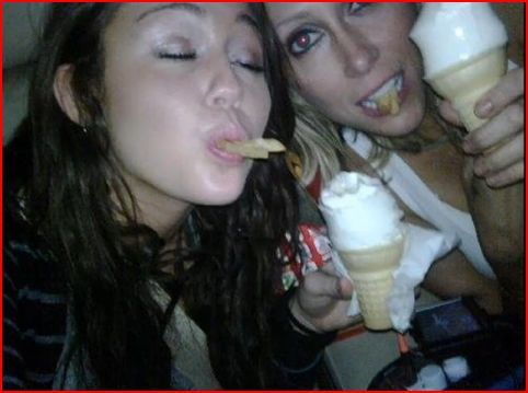 Me and my mother, eating ice cream!