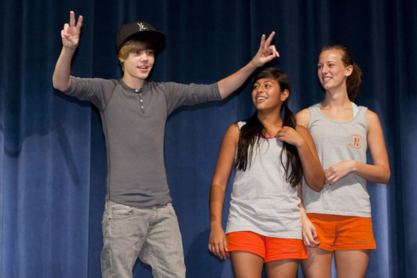 Bieber Performs for Band Camp Students - Justin Bieber Performs for Band Camp Students