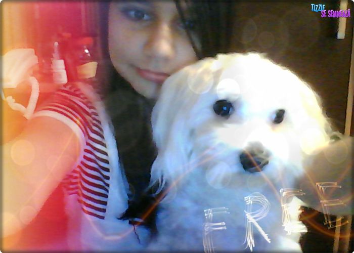 with my dog,puffy . :3