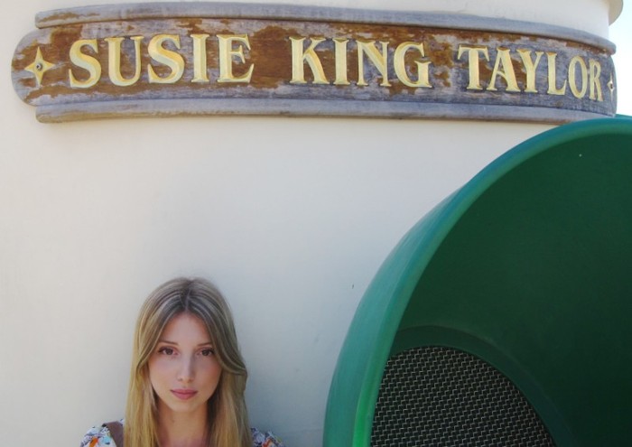 On a ferry that takes you around the Savannah River.