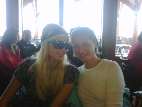 My girl Rocco and I having lunch up at the Lodge