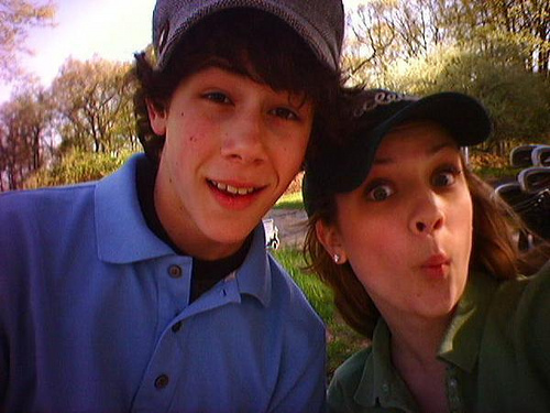 Mandy and Nick Jonas playing Golf rare