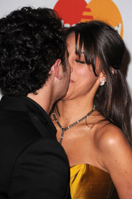 Kevin & Danielle Kissing at the Pre-Grammy Party - kevin and danielle jonas