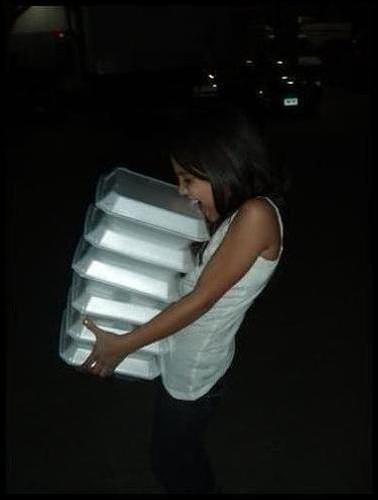 me carrying our Fillipino food