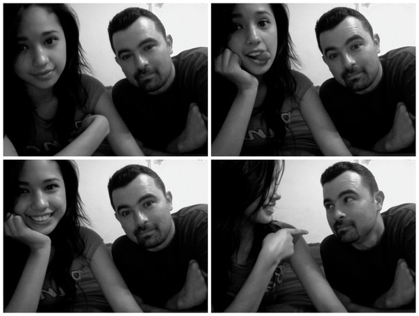 me and my dad having fun on photobooth