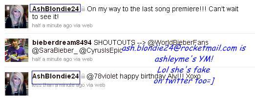 and she copies @ashleytisdale[the real ashley on twitter]tweets!!