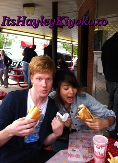 Me and Adam Hicks like to hang out and eat.......Phillys Cheese Steaks!!!!! best buddies ;)
