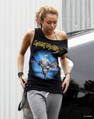 normal_7 - Miley Cyrus Spotted in iron maiden T-Shirt