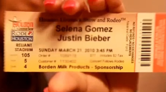 Justin Bieber and I concert ticket