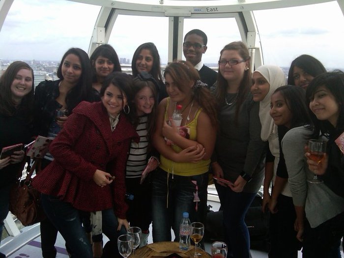 In the London Eye, with the Round and Round The London Eye winners