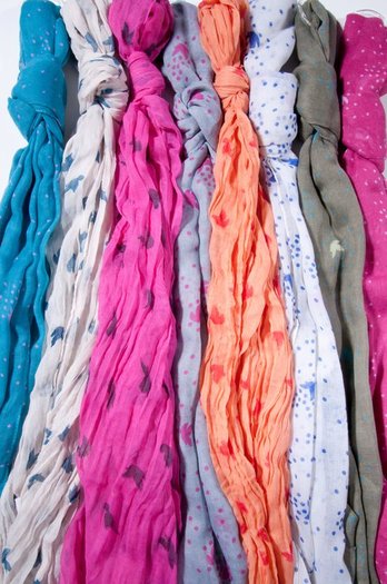 Add a pop of COLOR to your spring look with DOL\'s dove printed scarves. There are so many colors to
