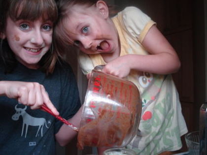 a vegan chocolate cake with josie for my grandma