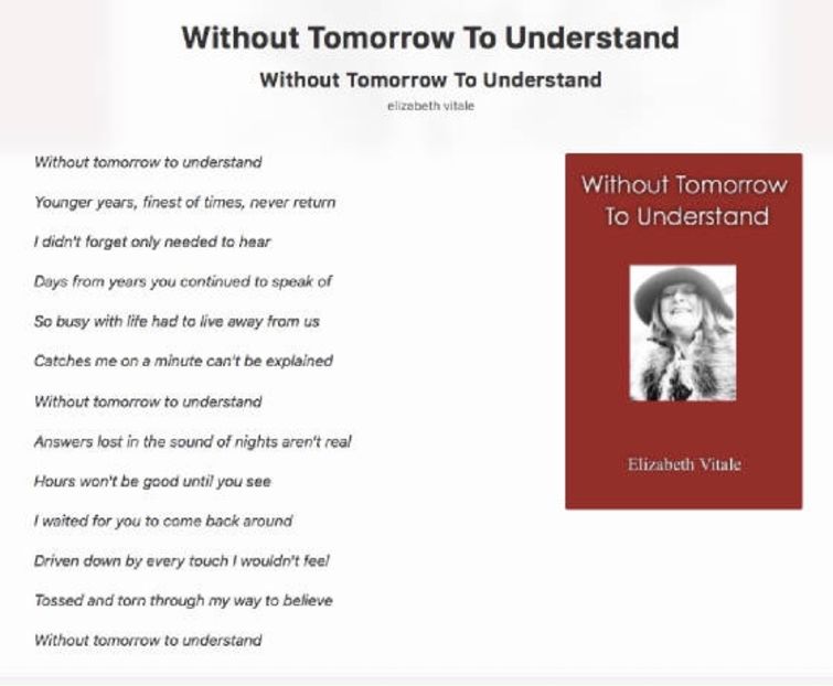 Without Tomorrow To Understand - EVitale Writings with Photos Stories