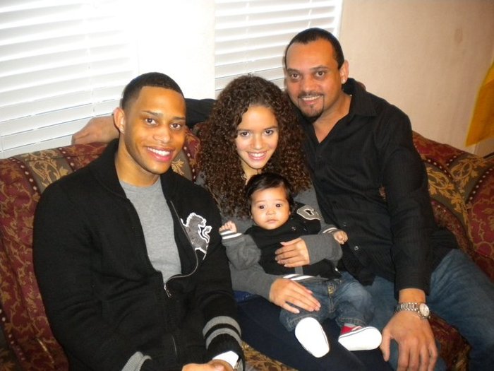 With my brother Steven, his son Tre\', & our Daddy. Notice how we\'re all matching in our grey & bla