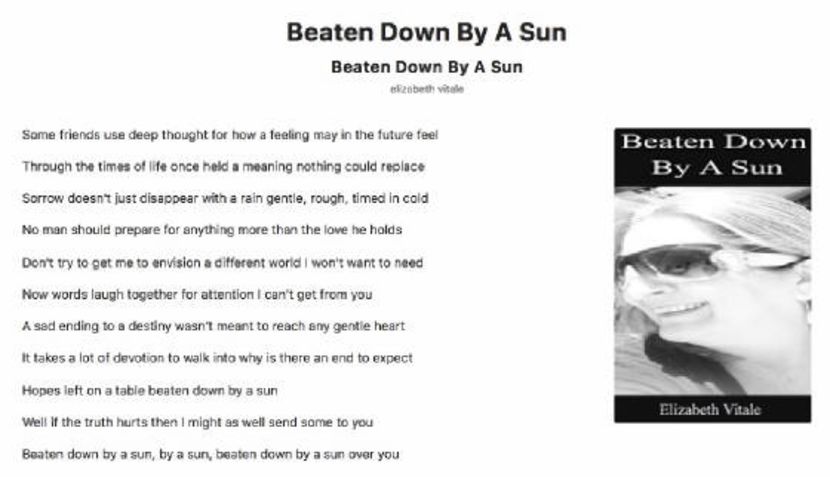 Beaten Down By A Sun - EVitale Writings with Photos Writing World