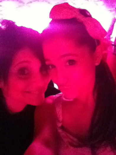 With my mom in a super pink light haha