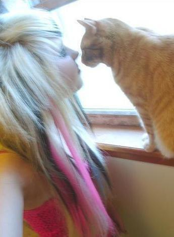 Awww , with my sweet cat :)