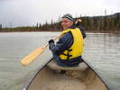 Pauley canoeing on Spirit Lake