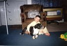 with boris the 1st and my grandad`s cat under the electrical heater